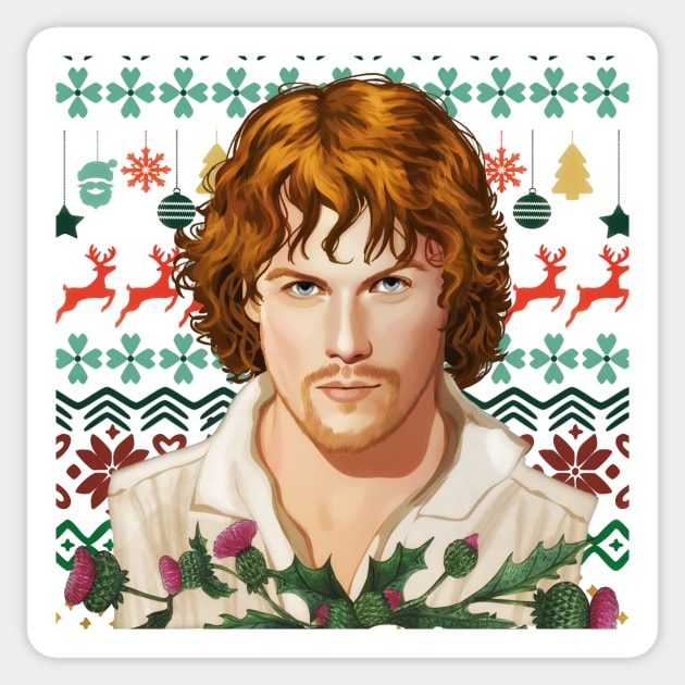 Jamie Fraser Ugly Christmas Sweater Sticker by ShawnaMac